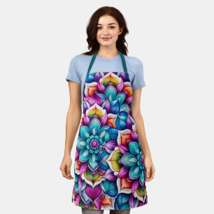 Colourful Floral Mandala Medium Apron
