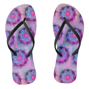 Colourful Floral Mandala Pattern Flip Flops