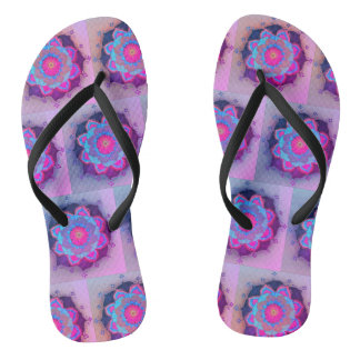 Colourful Floral Mandala Pattern Flip Flops