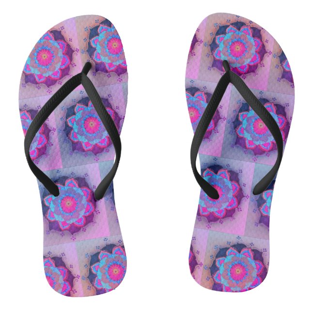Colourful Floral Mandala Pattern  Flip Flops (Footbed)