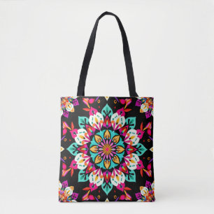 Colourful Floral Mandala Pattern Tote Bag