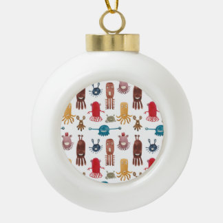 Colourful Floral Mandala: Vintage Hand-Drawn Ceramic Ball Christmas Ornament