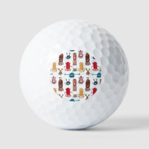 Colourful Floral Mandala: Vintage Hand-Drawn Golf Balls