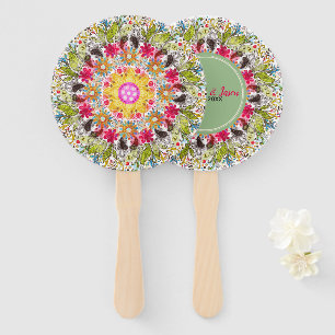 Colourful Floral Mandela Hand Fan