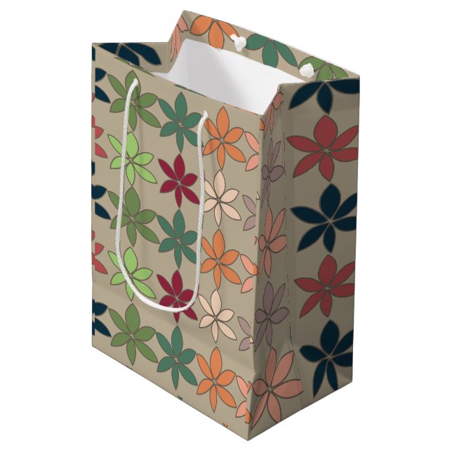 Colourful Floral  Medium Gift Bag (Front Angled)