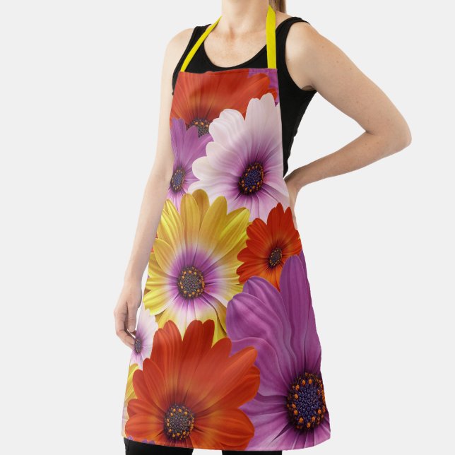 Colourful Floral Medley of African Daisies Flowers Apron (Insitu)
