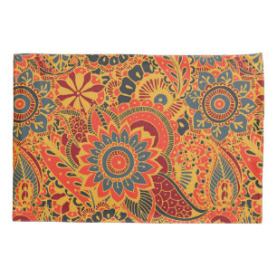 Colourful Floral Mehndi Paisley Bootar Folk Patter Pillowcase