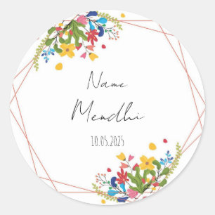 Colourful floral Mendhi  favour stickers 