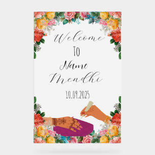 Colourful floral Mendhi sign
