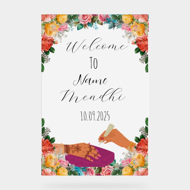 Colourful floral Mendhi sign (Front)