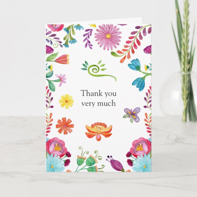Colourful Floral Mexican Fiesta Wedding Thank You Card (Front)
