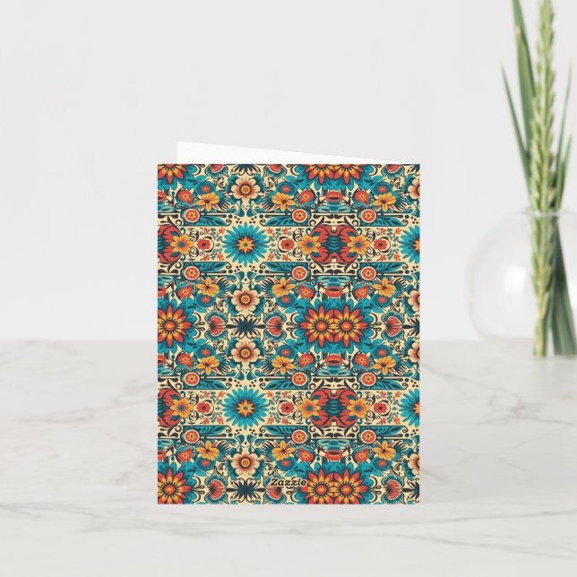 Colourful Floral Mexican Pattern Invitation (Back)