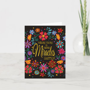 Colourful Floral ‘Miracles Happen’ Inspirational Card