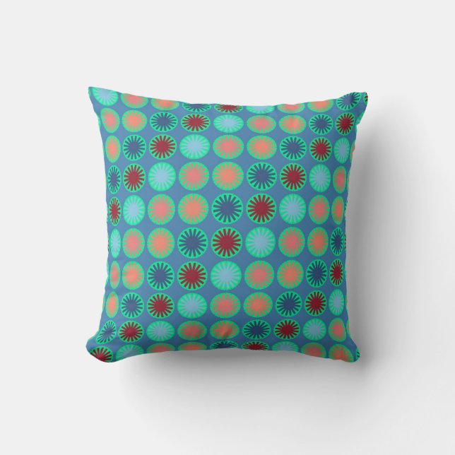 Colourful Floral Modern Geometric Pattern Cushion (Front)