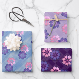 Colourful Floral Modern Graphic Print Wrapping Paper Sheet