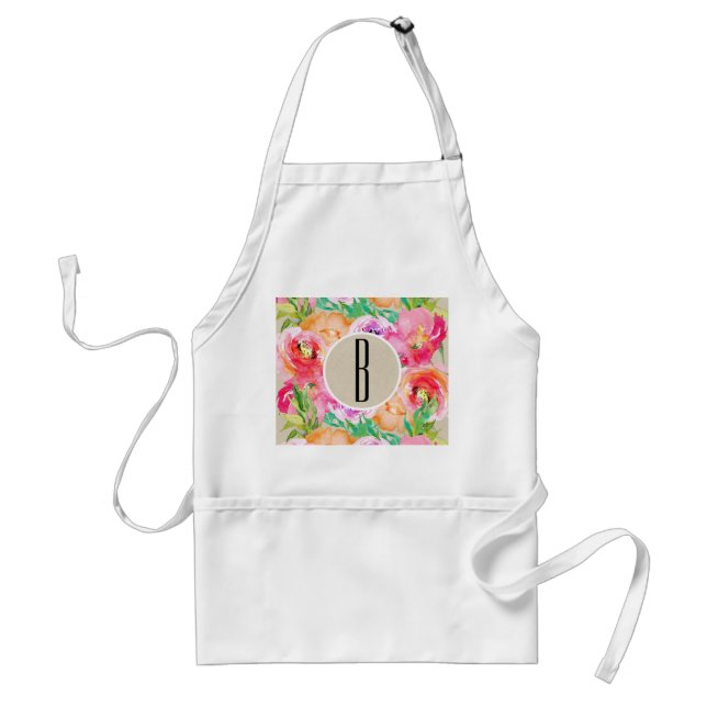 Colourful Floral Modern Rustic Botanical Kraft Standard Apron (Front)