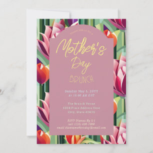 Colourful Floral Mother’s Day Brunch Mauve Pink Invitation