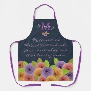 Colourful Floral Mother 's Day Quote w Monogram Apron