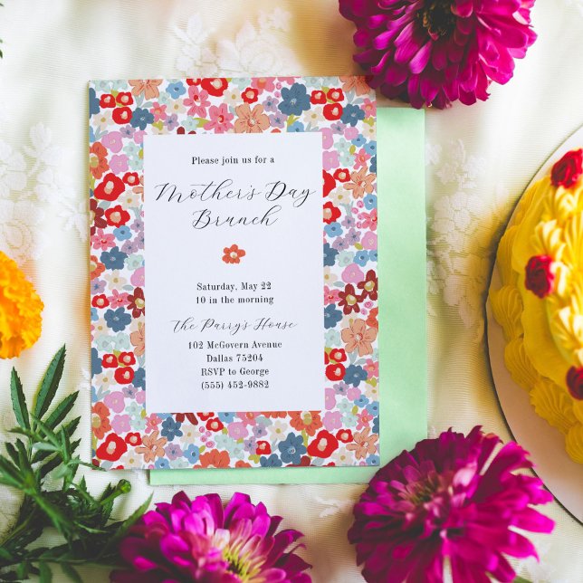 Colourful Floral Mother's Day Brunch Invitation (Colorful floral Mother's Day Brunch invitations.)