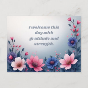 Colourful Floral Motivation Gratitude and Strength Postcard