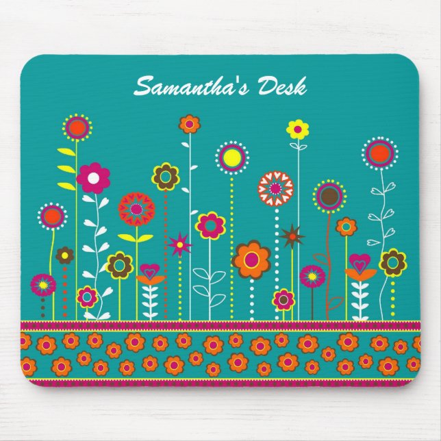 Colourful Floral Mousepad (Front)
