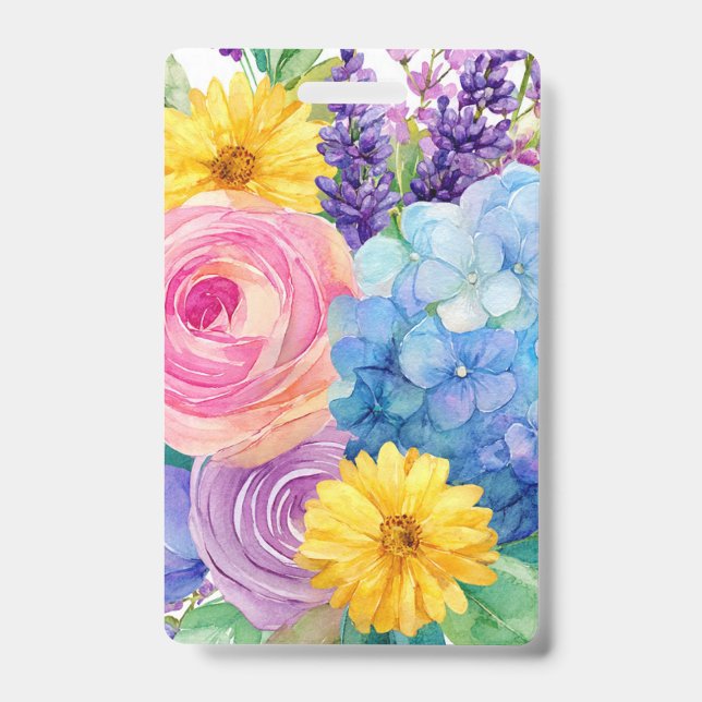 Colourful Floral Name Badge | ID Badge (Front)