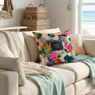 Colourful Floral Name Cushion