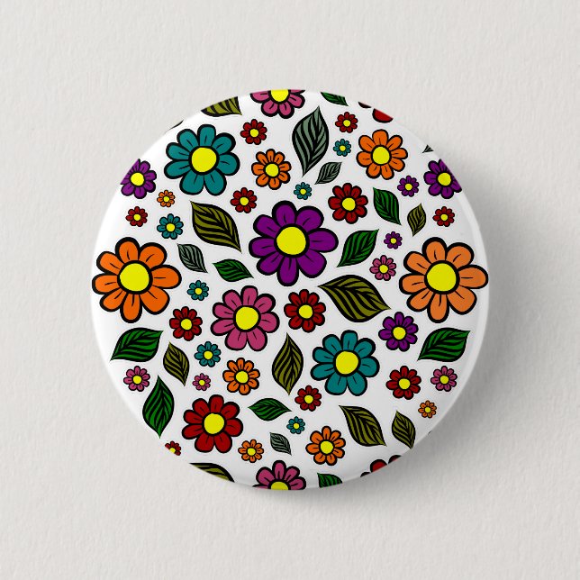 Colourful Floral Nature Pattern 6 Cm Round Badge (Front)