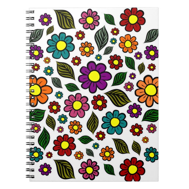 Colourful Floral Nature Pattern Notebook (Front)