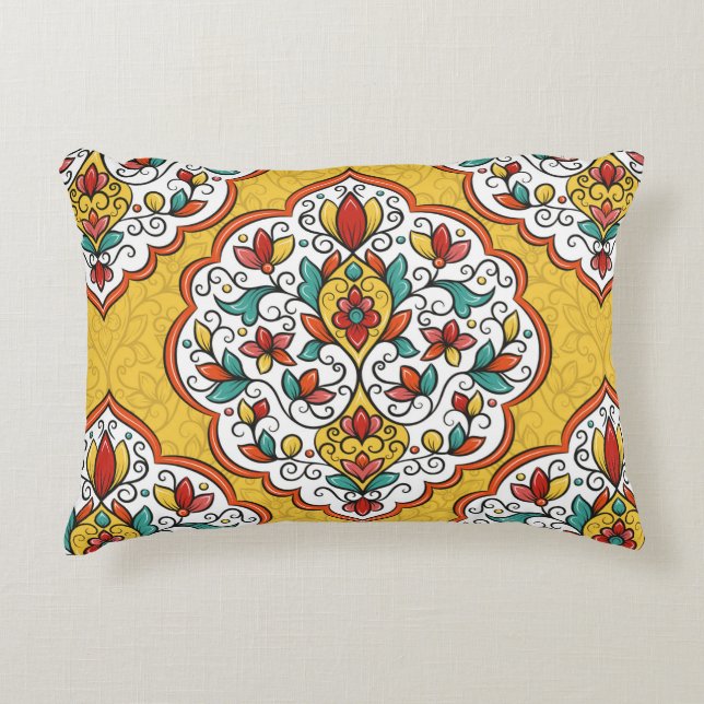 Colourful floral ornament seamless pattern decorative cushion (Front)