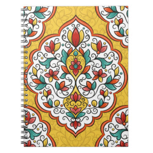 Colourful floral ornament seamless pattern notebook