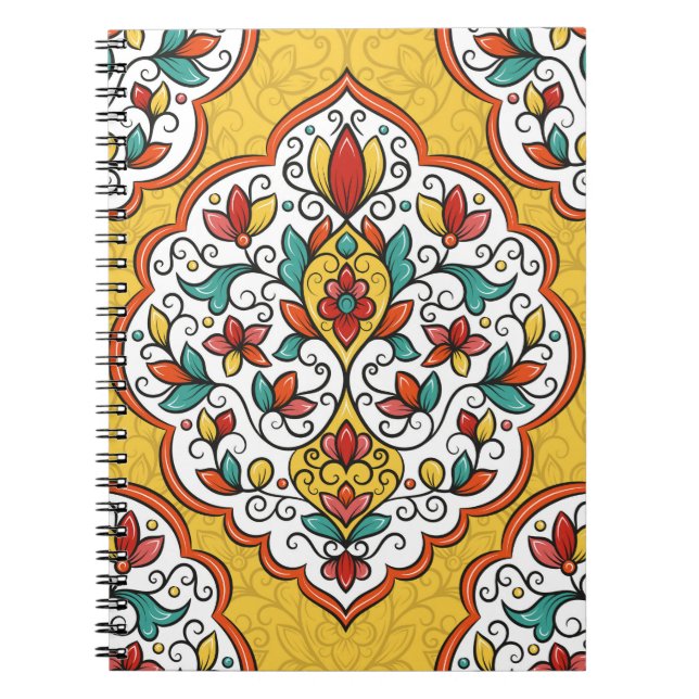 Colourful floral ornament seamless pattern notebook (Front)