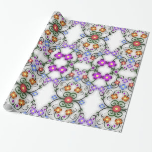 Colourful Floral Ornaments Wrapping Paper