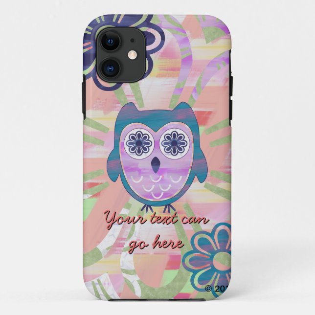 Colourful Floral Owl Case-Mate iPhone Case (Back)