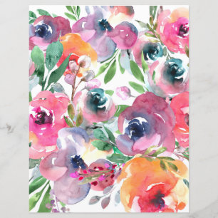 Colourful Floral Paper Sheet - mauve tones