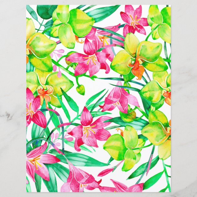 Colourful Floral Paper Sheet - orchids (Front)