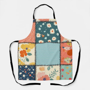 Colourful Floral Patchwork Quilt with Playful Prin Apron