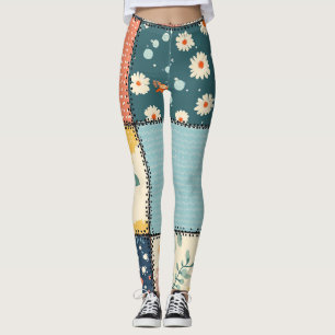 Colourful Floral Patchwork Quilt with Playful Prin Leggings