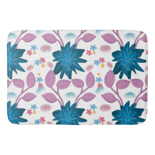 Colourful floral pattern bath mat