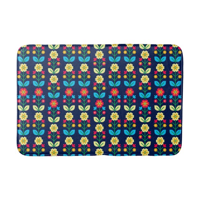 Colourful Floral Pattern Bath Mat (Front)