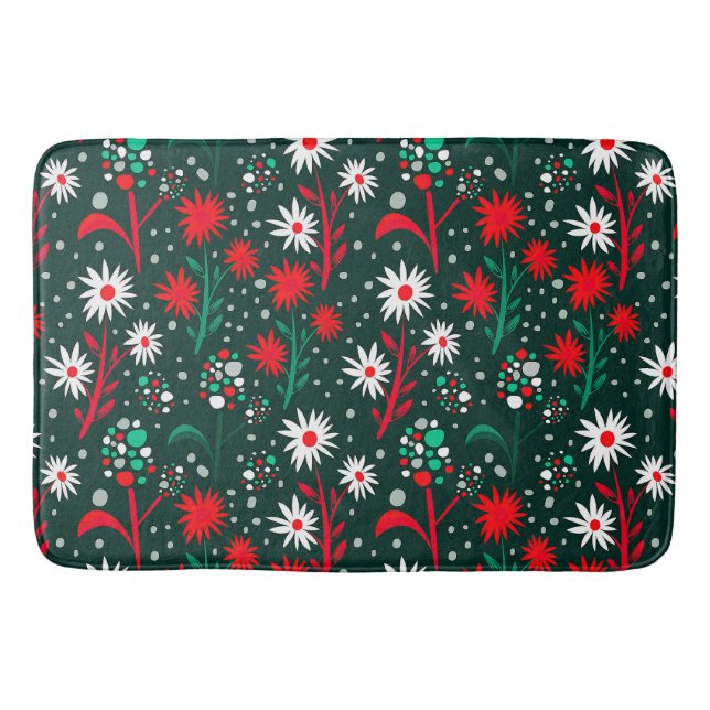 Colourful Floral Pattern Bath Mat (Front)