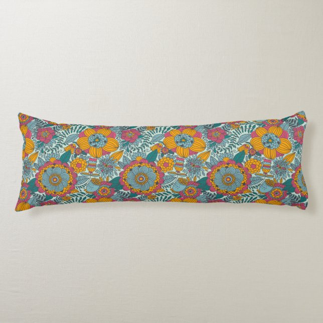 Colourful floral pattern body cushion (Front)