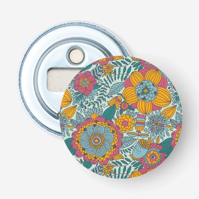 Colourful floral pattern bottle opener (Front)