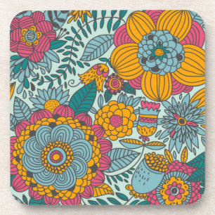 Colourful floral pattern coaster