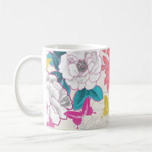 Colourful floral pattern coffee mug