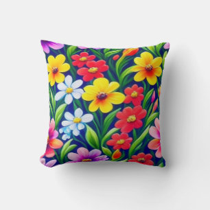 Colourful floral pattern cushion