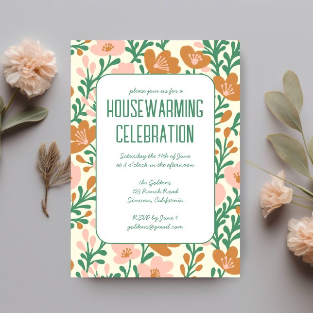 Colourful Floral Pattern Custom HOUSEWARMING PARTY Invitation (Colorful Floral Pattern Custom HOUSEWARMING PARTY Invitation
)