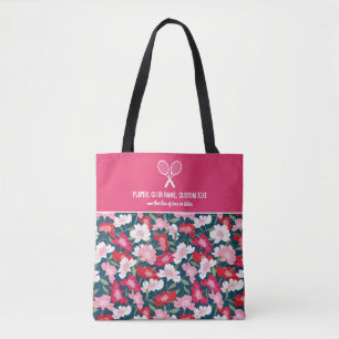 Colourful Floral Pattern Custom Tennis Racket Tote Bag