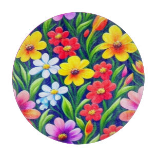 Colourful floral pattern cutting board