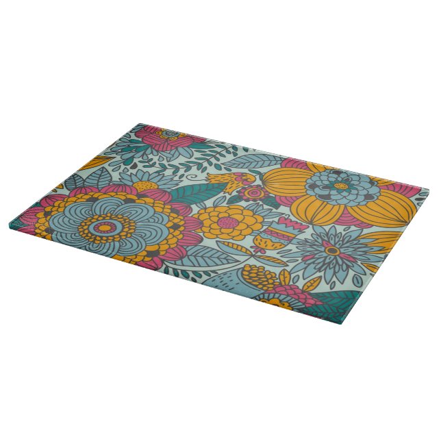 Colourful floral pattern cutting board (Corner)